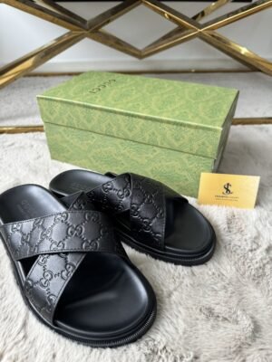 Gucci GG Embossed Leather Slide Black