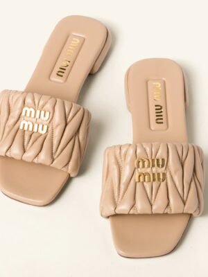 Miu Miu Matelassé Slide nude/blush