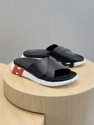 Hermès Chypre Sandal Black/White&Orange