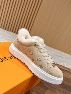 Louis Vuitton Time Out Sneaker Monogram Canvas Shearling - Beige