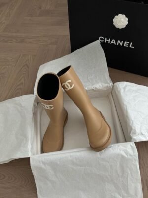 Chanel Pearl CC Ankle Boots Leather - Beige