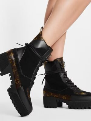 Louis Vuitton Lace-Up Ankle Boot Leather - Black