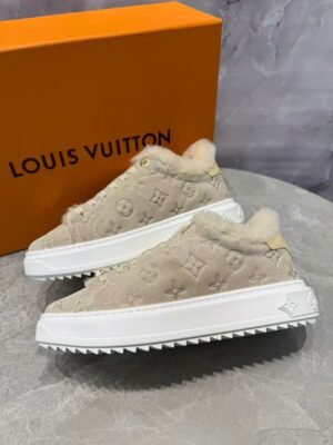 Louis Vuitton Time Out Sneakers Beige Monogram / White / Shearling