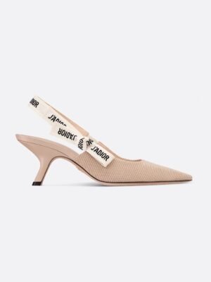 Dior J'Adior Slingback Kitten Heel Suede - Cream Beige