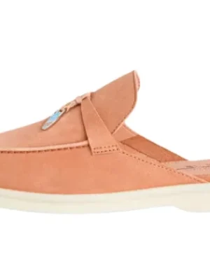 Loro Piana Summer Walk Mules — Peach/Salmon