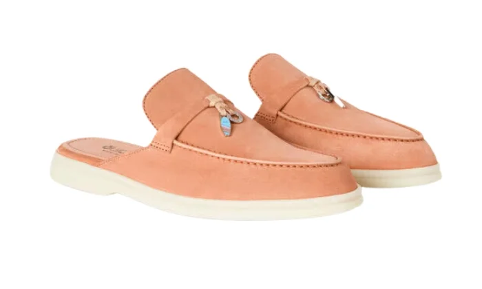 Loro Piana Summer Walk Mules — Peach/Salmon - Image 2