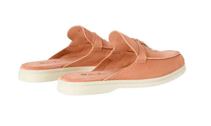 Loro Piana Summer Walk Mules — Peach/Salmon - Image 3
