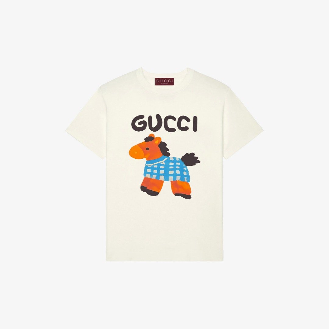 Gucci T-Shirt Pony Checkered Print - Image 3