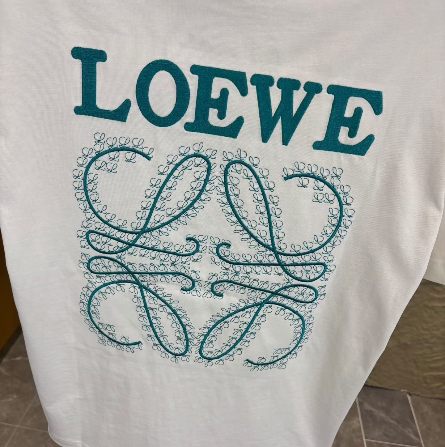 Loewe T-Shirt Anagram Embroidered Teal - Image 5