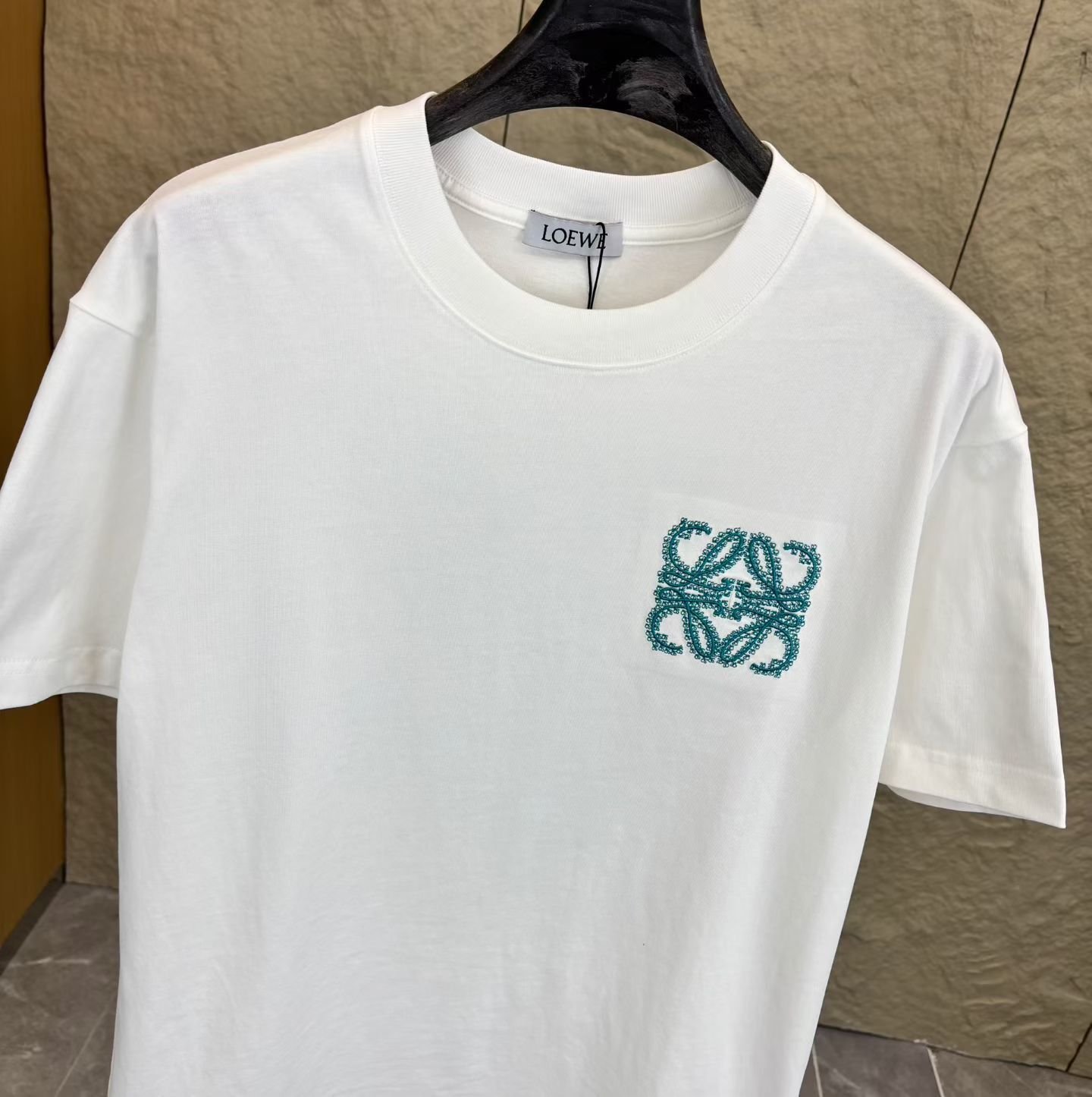 Loewe T-Shirt Anagram Embroidered Teal - Image 3