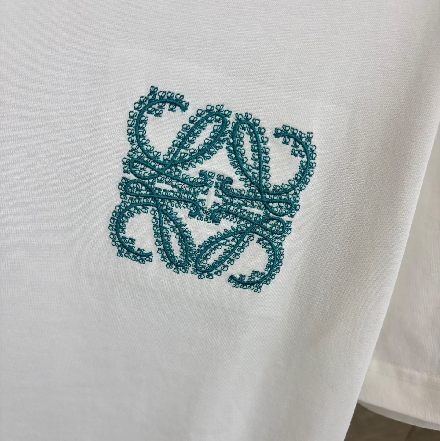 Loewe T-Shirt Anagram Embroidered Teal - Image 4