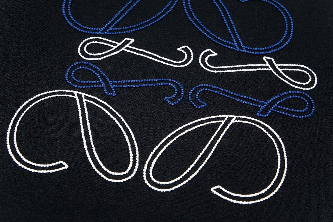 Loewe T-Shirt Anagram Outline Stitch Black - Image 6