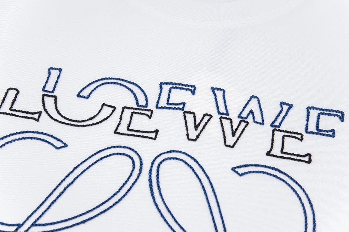 Loewe T-Shirt Anagram Outline Stitch White - Image 6