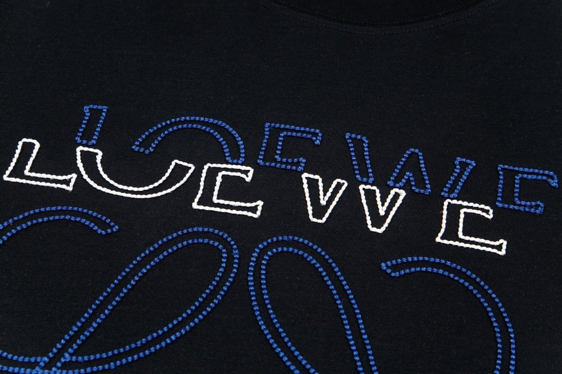 Loewe T-Shirt Anagram Outline Stitch Black - Image 7
