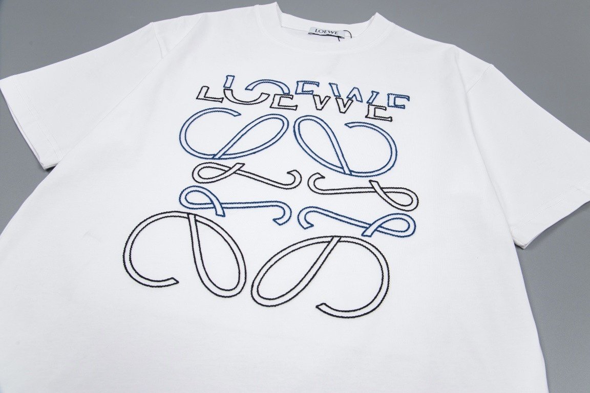 Loewe T-Shirt Anagram Outline Stitch White - Image 5