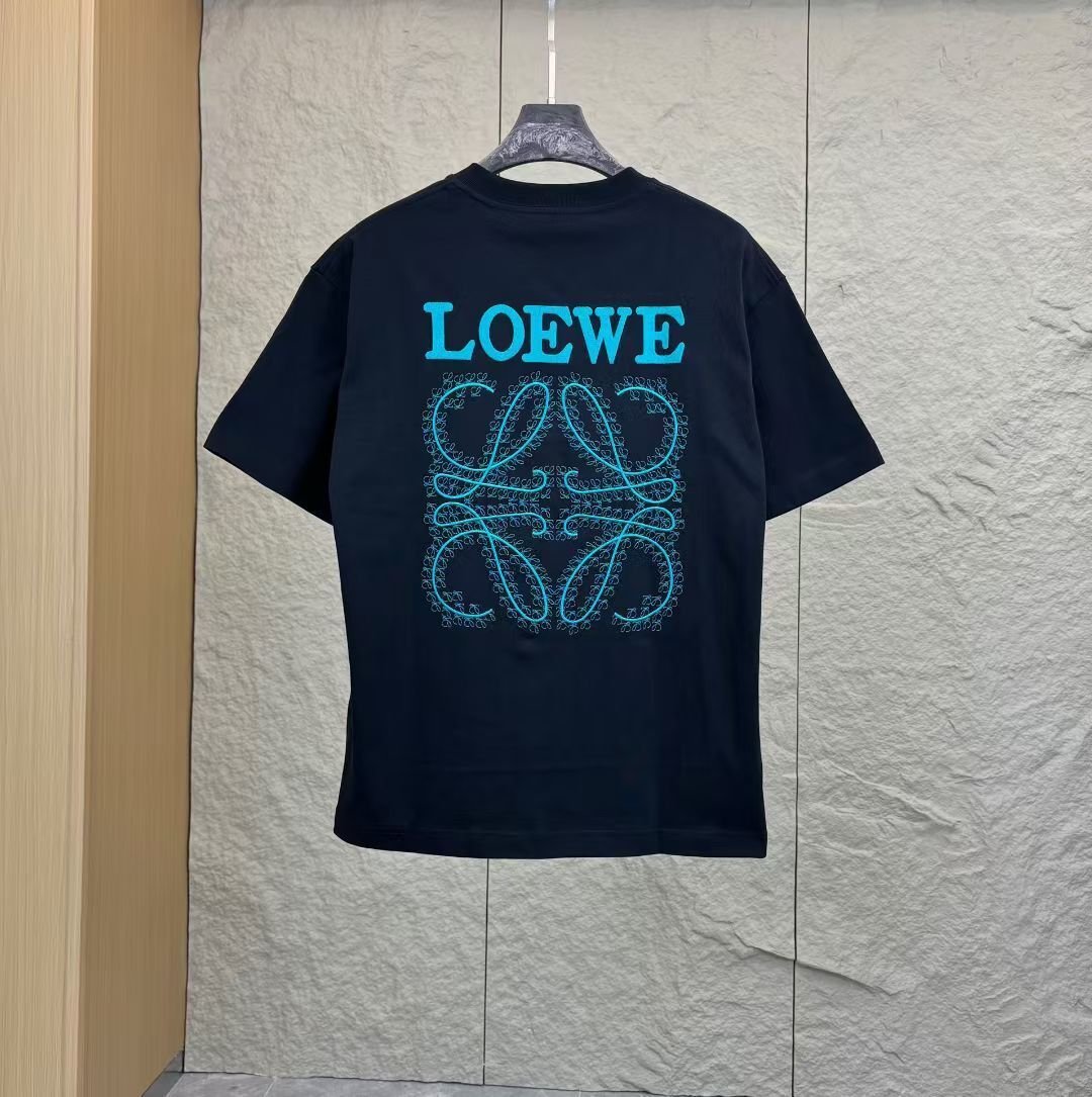 Loewe T-Shirt Anagram Embroidered Teal - Image 7