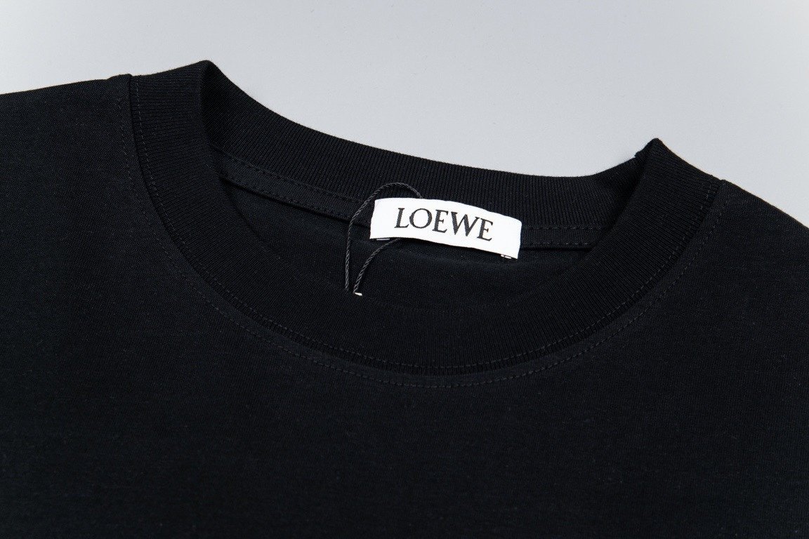 Loewe T-Shirt Anagram Outline Stitch Black - Image 3