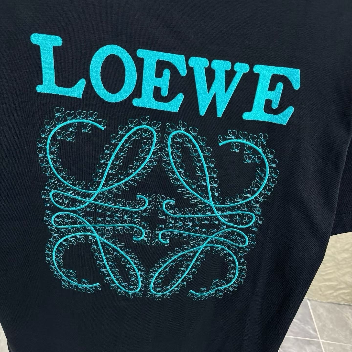 Loewe T-Shirt Anagram Embroidered Teal - Image 10