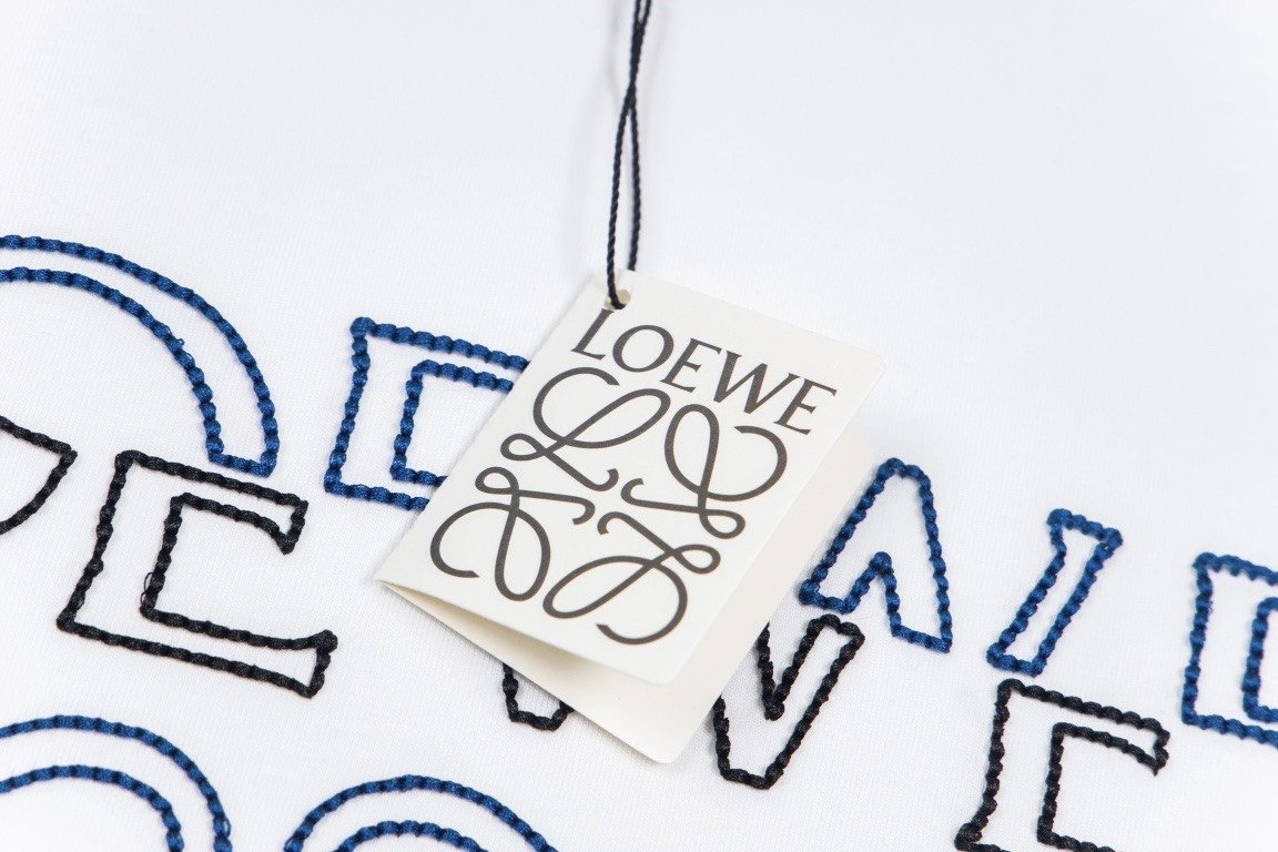 Loewe T-Shirt Anagram Outline Stitch White - Image 4