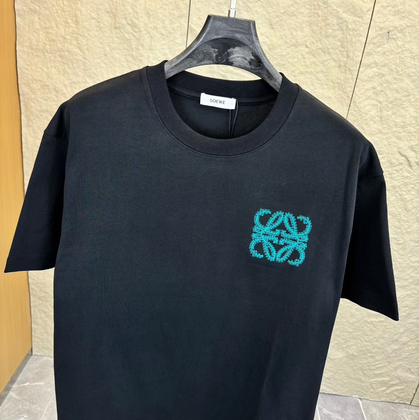 Loewe T-Shirt Anagram Embroidered Teal - Image 8