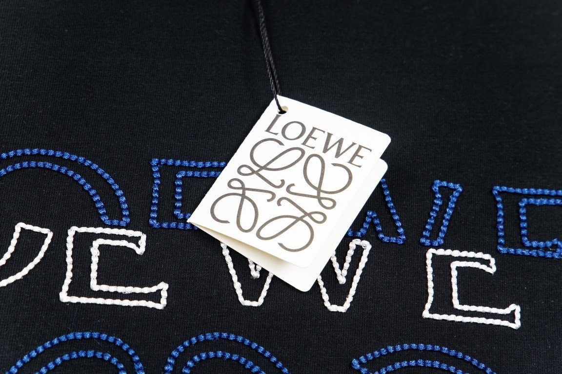 Loewe T-Shirt Anagram Outline Stitch Black - Image 5