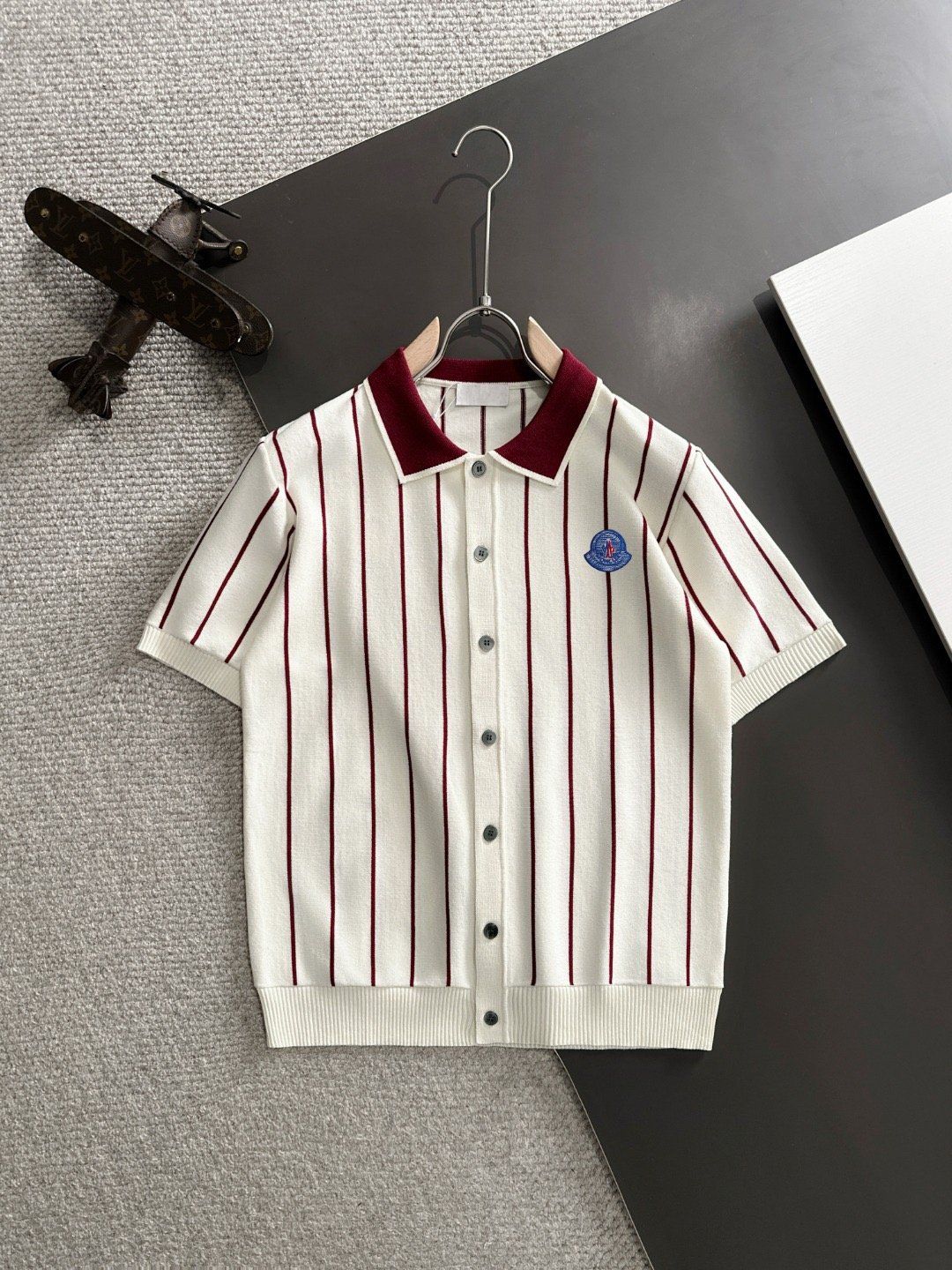 Moncler Striped Knit Button-Up Polo - Image 2