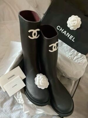 Chanel black CC Boots