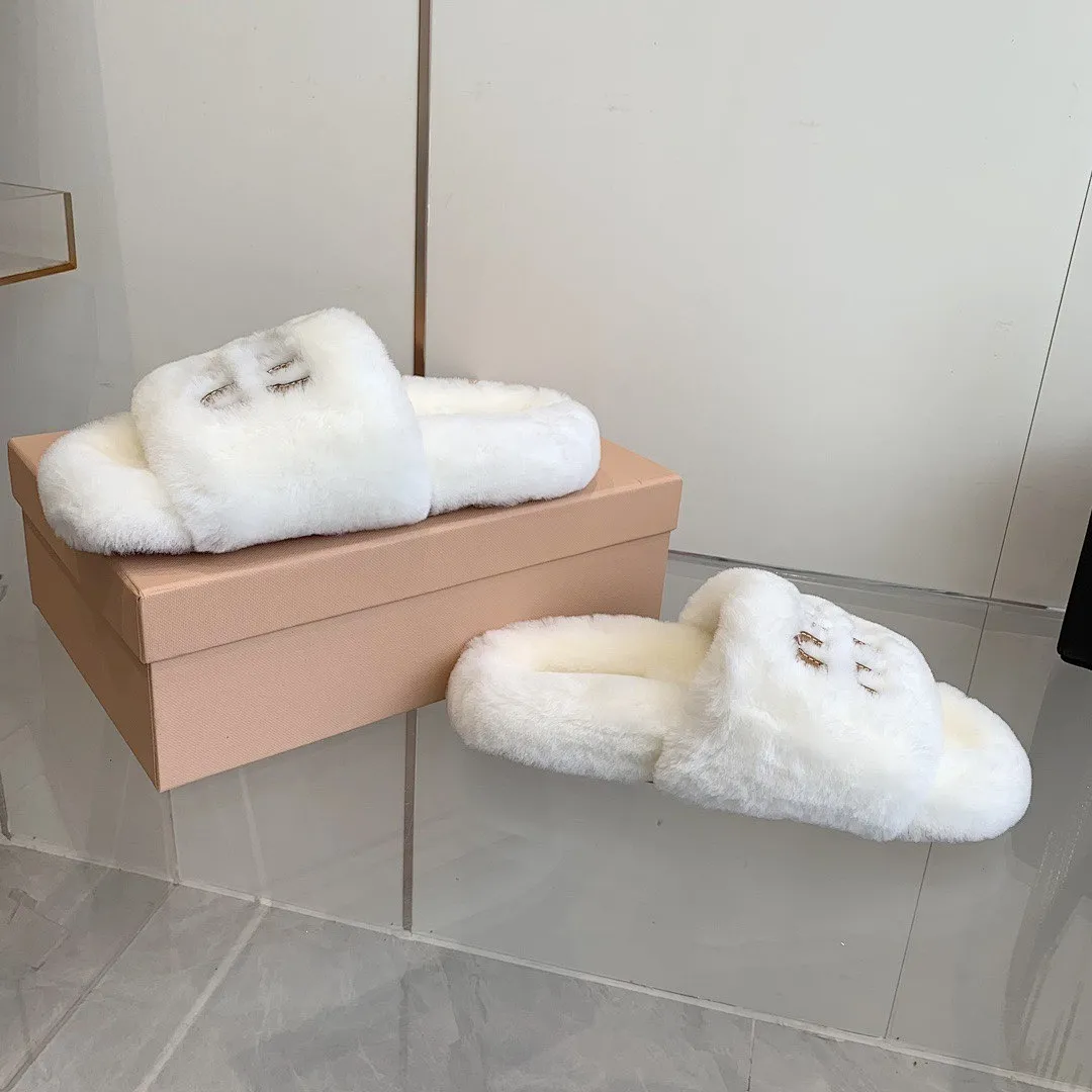 Miu Miu Shearling Logo Slides Wit - Image 11