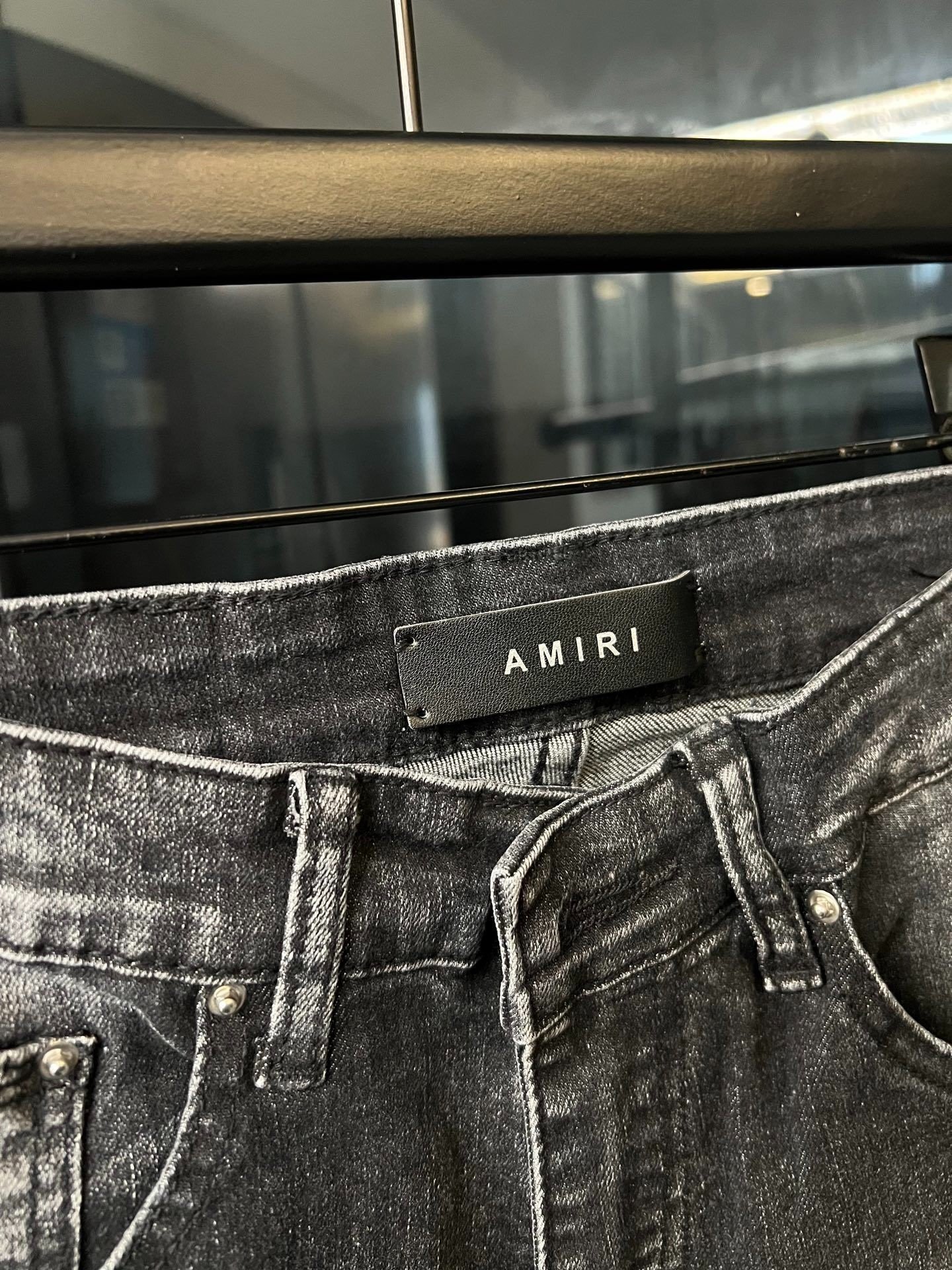 AMIRI Varsity Letter Patch Jeans Wit text - Image 6