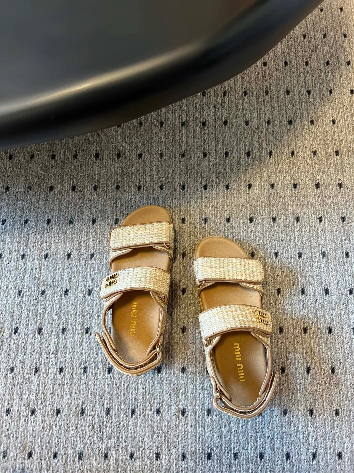 Miu Miu Raffia Platform Sandalen Naturel - Image 8